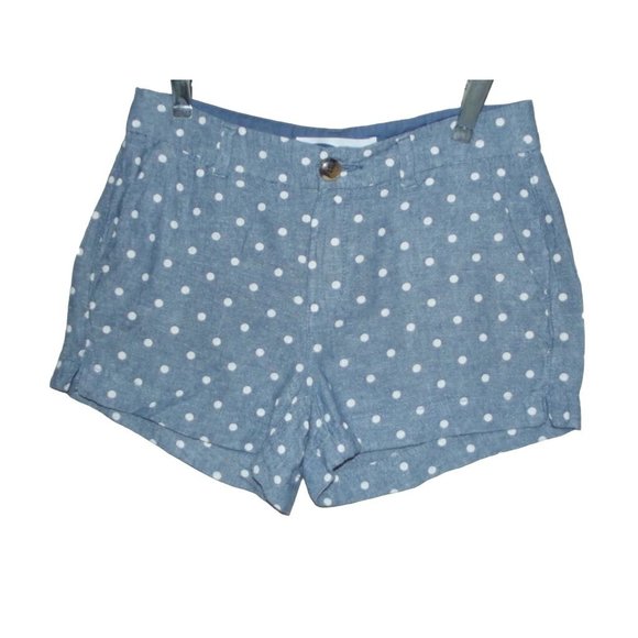 GAP Chambray Print Shorts Size 0 Casual blue polkadot linen rayon chino Mid Rise - Picture 1 of 6